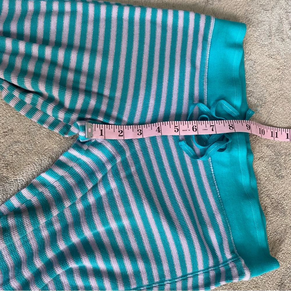Victoria’s Secret Thermal Pajama Set Pants Henley Top Striped Metallic Small - Picture 14 of 15
